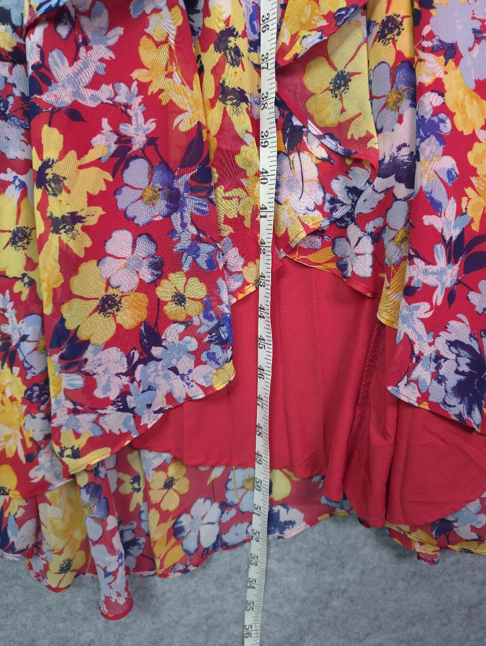 Lulu's Radiant Ruby Red Floral Print Chiffon Maxi Dress - Picture 9 of 9